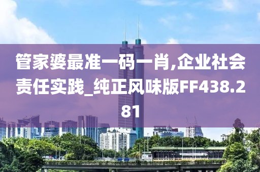 管家婆最準一碼一肖,企業(yè)社會責任實踐_純正風味版FF438.281