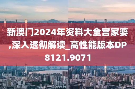 新澳門2024年資料大全宮家婆,深入透徹解讀_高性能版本DP8121.9071