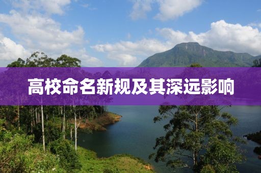 高校命名新規(guī)及其深遠(yuǎn)影響