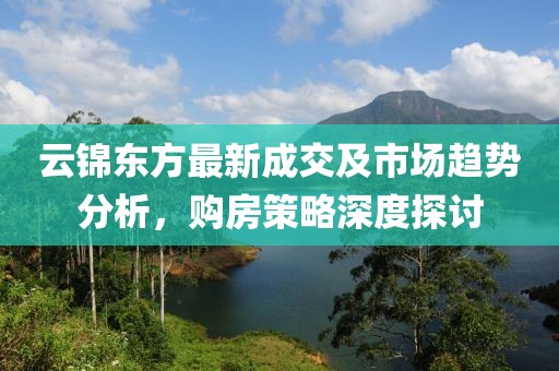 云錦東方最新成交及市場趨勢分析，購房策略深度探討